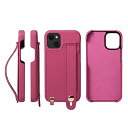 [HANATORA] iPhone13 mini ケース Handy ハードケース PUレザー 耐衝撃 スタンド機能 ハンディベルト ハンドメイド ストラップホール ストラップリング カードポケット ロースピンク 薔薇色
