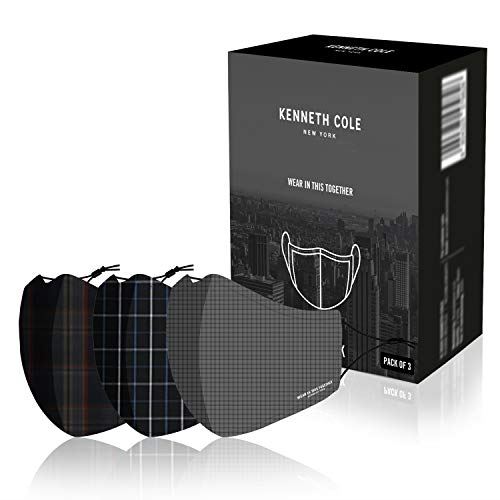 Kenneth Cole ユニセックス大人 100%織りコットン - フィットするように設計された洗練された軽量(3パック) フリーサイズ グレー、ブルー、ブラック