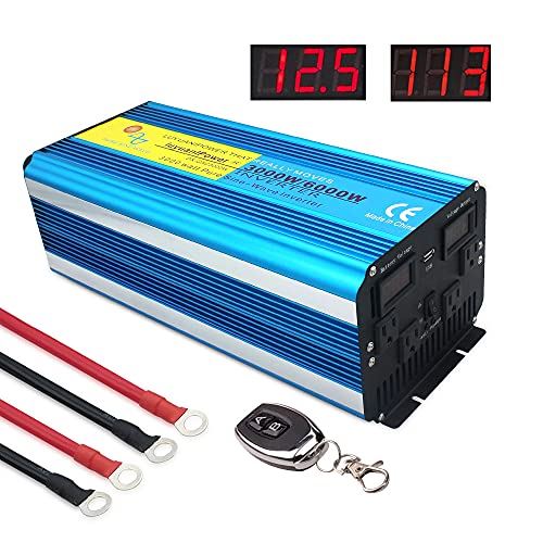 LVYUAN（リョクエン）インバーター 正弦波 12V 3000W 最大 6000W リモコン機能付き DC 12V（直流） AC1..