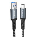 NIMASO USB Type C ケーブル USB-C & USB-A 3.0 ケーブル Xperia/Galaxy/LG/iPad Pro/MacBook その他 Android 等 USB-C機器対応 テレワーク グレー 2m