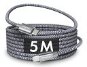 【5m】USB C/Type C to Type C ケーブル 長い CLEEFUN 【PD対応 60W/急速充電】タイプC to C ケーブル ケーブル 断線防止 超高耐久ナイロンMacBook Pro、iPad グレー