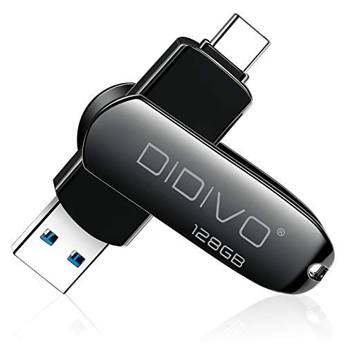 DIDIVO 128GB USBメモリー 2in1タイプC フラッシュドライブ スマホ/タブレット/PC対応 スマホ用 USBメモリ 容量不足解消 両面挿しスマホメモリー USB3.0 高速データ伝送 亜鉛合金ボディー Black