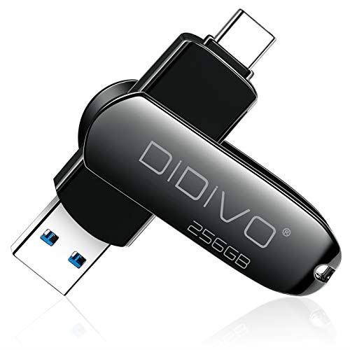 DIDIVO 256GB USBメモリー 2in1タイプC フラッシュドライブ スマホ/タブレット/PC対応 スマホ用 USBメモリ 容量不足解消 両面挿しスマホメモリー USB3.0 高速データ伝送 亜鉛合金ボディー Black