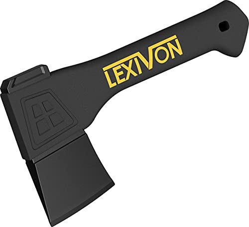 LEXIVON V9ハチェット・薪割り斧、22cm 軽量ガラス繊維強化プラスチックなハンドル＆人間工学に基づいたTPRグリップ、「専用カバー付き」（LX-V9） 23cm チョッピングアッ