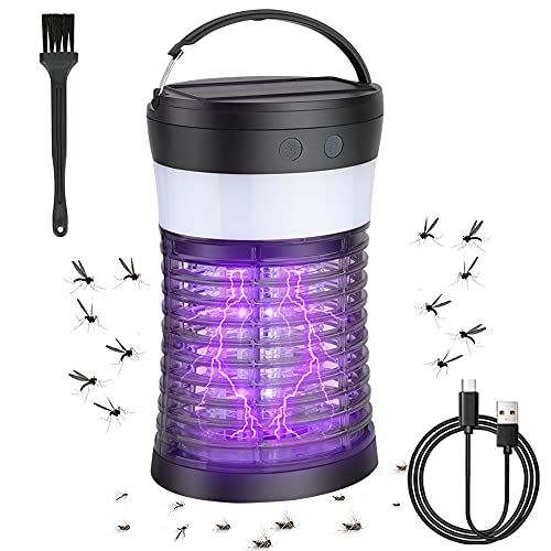 AUGYMER 電撃蚊取り器 電撃殺虫器 捕虫器 殺虫灯＆照明両用 IPX6防水 ソーラー充電式&USB充電式 コバエ取り機 電気蚊取り器 蚊取り 虫取り機 虫取り器 効果 薬剤不用 静音 軽量携帯 電気ショック 殺虫灯 ...