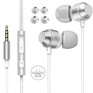 イヤホン 3.5mm マイク付き イヤホンイヤフォン イヤホン有線 重低音 ハイレゾ クリア通話 音漏れ防止 音量調節 雑音減らす iphone 用/Android/PC 多機種対応 マイク付きイヤホン(銀) 有線イヤホン-029(銀)販売