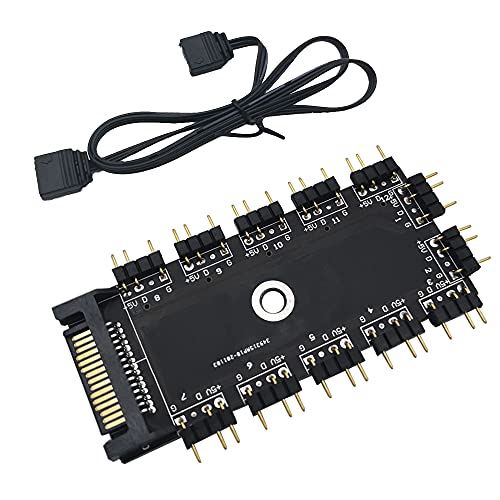 rgb ハブ, CTRICALVER 1 11ポートARGB HUB 5V 3Pin RGBスプリッターハブ SATA / IDEポート付き