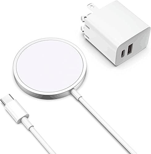 For Magsafe充電器 iphone13/12用 マグネットワイヤレス充電器 15W急速 強力磁気 マグセーフ充電器 20W 2ポートアダプタ付属 iPhone 13/iPhone 12/12 Pro/12 Pro USB-C