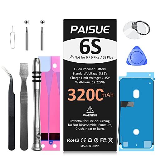 Paisue For iPhone 6S 対応 バッテリー 3200mAh 大容量 交換用 バッテリー PSE 標準工具セット付き