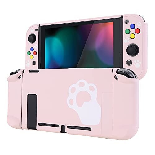 eXtremeRate PlayVital Switchコンソールに対応用バックカバー、NS ピンクの猫の肉球パタン