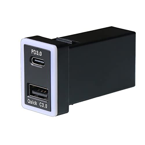 TOYOTA トヨタ車系用USB充電器 QC3.0+PD3.0急速充電USBポート 合計60W出力 電源ソケット カーチャージャー スマホ充電 インストールが簡単なプラグアンドプレイ