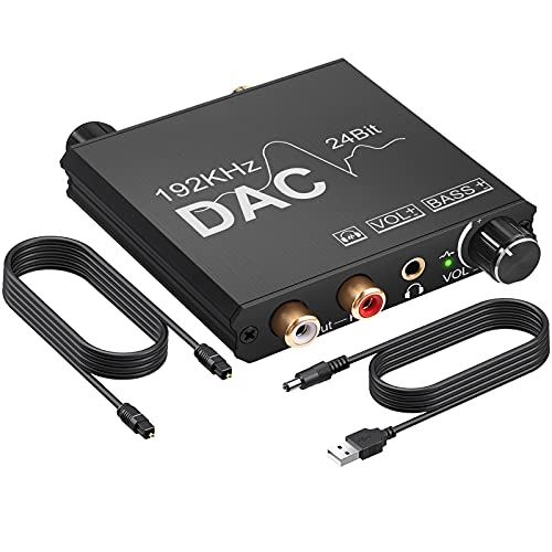 PROZOR 192KHz DAC デジタル to アナログ 変換器 音量調整でき Bass機能付き 光＆同軸入力