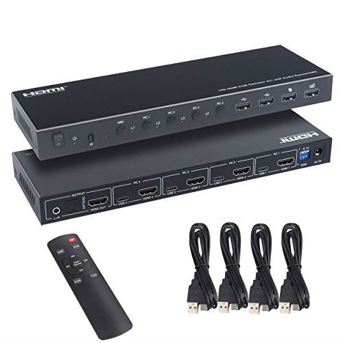 ES-Tune KVMؑ֊ 41o HDMI 4K60HZ HDR USBnu p\Rؑ֊ USBؑ֊ CPUؑ֊ ZN^[ 蓮ؑ ^CvC[q̗p USB2.0 USBP[ut 4pE4K60HZEHDR