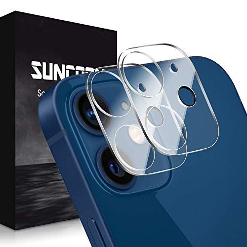 【2020最新改善版・2枚入り】SUNCOON iPhone 12カメラフィルム 全体保護 防塵 耐衝撃 99%透過率 iPhone 12 レンズフィルム 露出過度を防ぐ 超強夜景撮影 改善版 (iPhone 12, 透明)