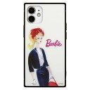 バービー　iphone ケース グルマンディーズ Barbie iPhone12 mini(5.4インチ)対応 スクエアガラスケース スーツ BAR-13A ベージュ