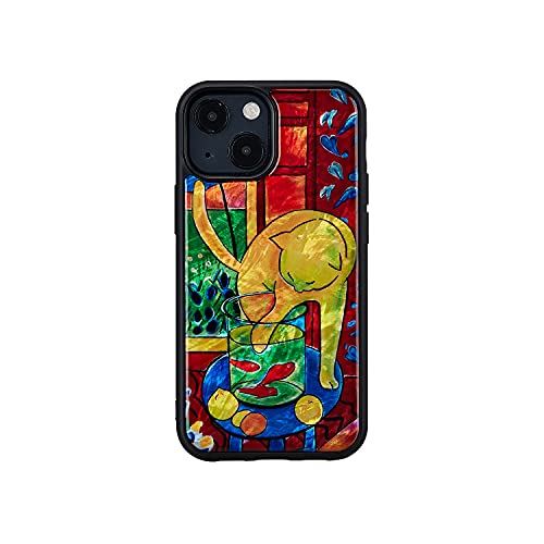 ikins iPhone 13 mini ケース 天然貝 [ Pearl 名画シリーズ 名作絵画 TPUとポリカーボネートのハイブリッド ストラップホール付き ワイヤレス充電 ] マティス 魚と猫 I21035i13MN