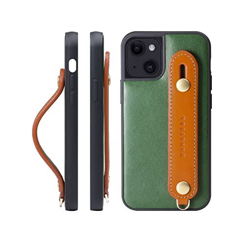 [HANATORA] iPhone 13 mini ケース イタリアンレザー 本革 ベルトスタイル ネックストラップ付属 グリーン+オレンジ TGH-13Mini-GreenOG iPhone13mini