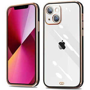 BEVZA iPhone 13 mini 用 ケース クリア 黒 アイフォン13mini カバー TPU カバー 軽量 耐衝撃 透明 薄型 一体型 黄変防止 全面保護 メッキ加工 5.4インチ ブラック black