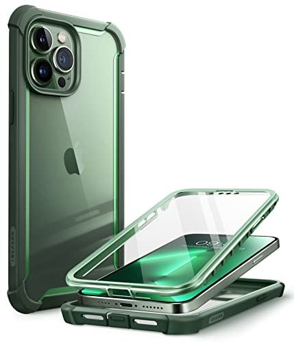 i-BLASON iPhone13Pro Max ケース 6.7 インチ 2021 液晶保護フィルム付き 米国軍事規格取得 360°保護 耐衝撃 防塵 衝撃吸収 耐久性 密着 ケーブル充電可能 背面クリア グリーン