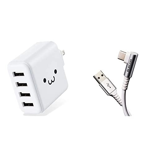 【A-C L字ケーブルセット】 エレコム USB コンセント 充電器 合計24W USB-A×4 【 iPhone (iPhone13シリーズ対応) / Android/タブレット 対応 】 ホワイトフェイス 【ケーブルセット】 Type-C 【A-C L字ケーブルセット】 エレコム USB コンセント 充電器 合計24W USB-A×4 【 iPhone (iPhone13シリーズ対応) / Android/タブレット 対応 】 ホワイトフェイス 【ケーブルセット】 Type-C