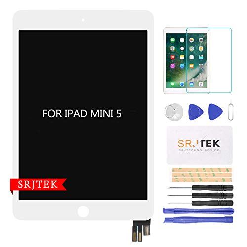 SRJTEK for iPad Mini 5 2019 A2133 A2124 A2126 A2125 7.9" 液晶パネル タッチパネル LCDスクリーン統合画面交換修理キット 修理工具、画面保護フィルム付き ホワイト