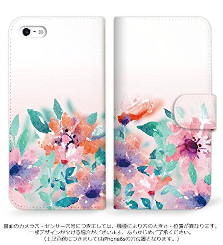 iPhone7 ケース 手帳型 水彩 花 ピン...の紹介画像2