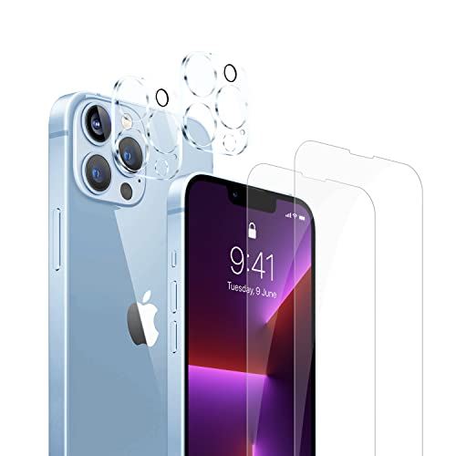 【2+2 セット?iP13 Pro】iphone13 Pro ガラスフィルム + カメラフイルム 13 Pro レンズフイルム 硬度9H 高透過率 飛散防止 自?吸着 iphone13 Pro レンズフィルム+ 【2+2セット】