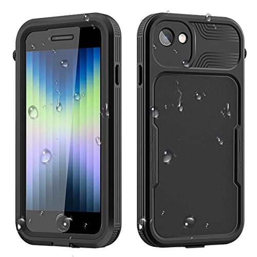 AICase iPhone SE 2022/2020 / iPhone 7/8/6 / 6s防水ケース、4.7インチ360°防塵および耐衝撃性、IP68フルボディ保護iPhone 6 / 6s / 7 / 8 / SE ブラック