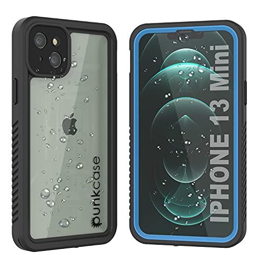 PunkCase iPhone 13 Mini 防水 ケース エクストリーム シリーズ スリム フィット IP68 認証 耐衝撃性 耐雪性 アーマー カバー 内蔵 スクリーン プロテクター ライトブルー