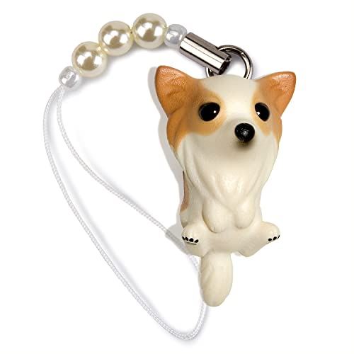 ペットラバーズ 犬種 Dog 92 Chihuahua ロングコートチワワ ホワイトレッド ビーズ ストラップ DN-2004 1