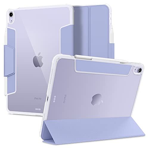 Spigen iPad Air5 ケース 2022 (第5世代) iPad Air4 ケース 2020 カバー 背面クリア 透明 Apple Pencil 対応 米軍MIL資格 スリム スタンド 耐衝撃 傷防止 ... ラベンダー