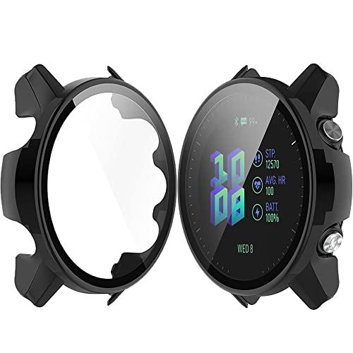 Miimall 【一体型ケース】対応Garmin Forerunner 255S/255S Music フィルム ガーミン Forerunner 255S 46MM 一体化ケース 全面保護 衝撃吸収 PC材質 傷防止 ブラック