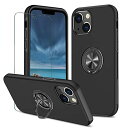 iPhone13 Mini ケース用 iPhone 13 ミニ スマホケース + iPhone13ミニ ?化 ガラス フィルム リング付き スタンド機能 携帯ケース 耐衝撃 衝撃 スマホカバー Case Cover ... iPhone 13 mini ブラック(2)