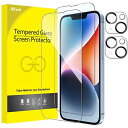JEDirect iPhone 14 6.1インチ用 全面保護フィルム カメラレンズフィルム付き 強化ガラスフィルム HDクリア 2枚+2枚セット(2)