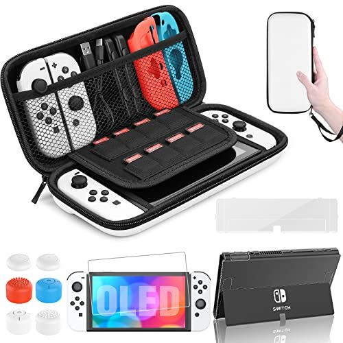 Switch 有機el ケース HEYSTOP 2022 Switch 有機elモデル対応 スイッチ 有機el 4in1 ケースセット Switch 有機el カバー+スイッチ ガラ..