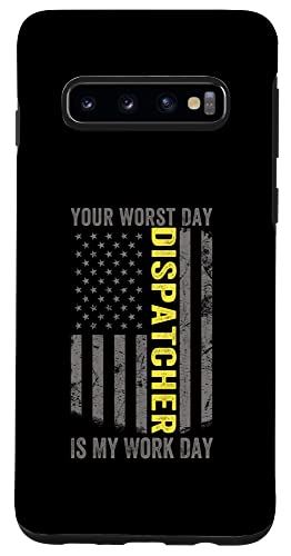 Galaxy S10 911 Operator US Flag Thin Gold Line Emergency Dispatchers スマホケース