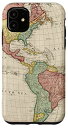 iPhone 11 ヴィンテージ 北米 南米地図 (1775) スマホケース