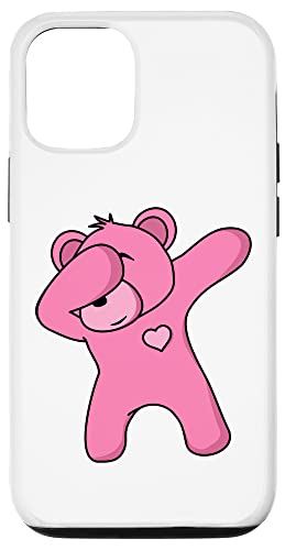 iPhone 12/12 Pro Funny Bear ピンク ダンスベア DAB パーティー ダンシングベア テディ スマホケース