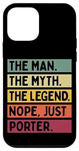 ポーター スマホケース メンズ iPhone 12 mini The Man The Myth The Legend NOPE Just Porter 面白い引用 スマホケース