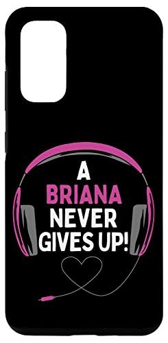 Galaxy S20 ゲーム用引用句「A Briana Never Gives Up」ヘッドセット パーソナライズ スマホケース