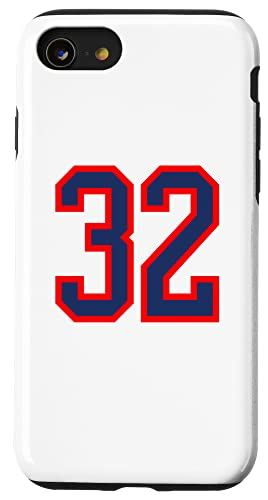 iPhone SE (2020) / 7 / 8 ジャージ番号#32 レッドブルースポーツ誕生日ラッキーナンバー32 スマホケース