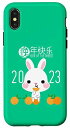 iPhone X/XS うさぎの年 2023年 干支 月の新年 スマホケース