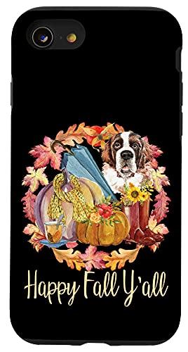 iPhone SE 2020 / 7 / 8 セントバーナードオーナー かわいい秋犬愛好家 ハッピーフォールY all スマホケース