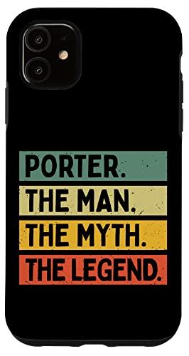 ポーター スマホケース メンズ iPhone 11 Porter The Man The Myth The Legend 面白い名言 カスタマイズ可 スマホケース