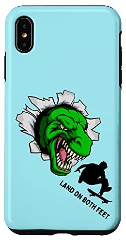 iPhone XS Max Scary Dinosaur Face Skater land on both feet Pro Skateboard スマホケース