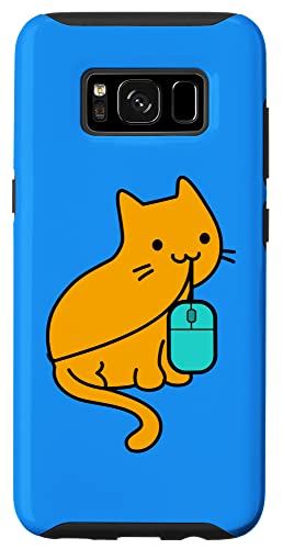 Galaxy S8 PCゲーミングマウスを食べる猫プログラマーゲーマー スマホケース