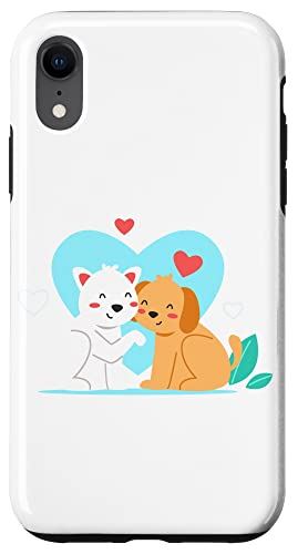 iPhone XR White Day ホワイトデー Valentines Day March 14th Love Cat And Dog スマホケース