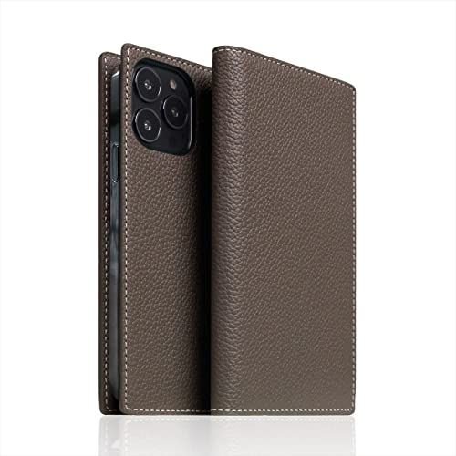 SLG Design iPhone 13 Pro Max ケース 手帳型 レザー ケース Full Grain Leather Diary Case [ フルグレイン シボ加工 本革 カード収納 Qi充電 ワイヤレス充電 Etoffe Cream