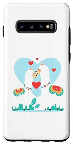 Galaxy S10+ White Day ホワイトデー Valentines Day March 14th Love Llamas スマホケース