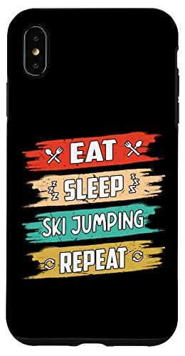 iPhone XS Max Eat Sleep スキー ジャンピング リピート スキー ジャンパー スマホケース